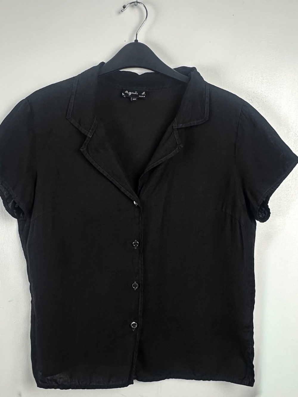 Agnes B. Black Linen button down shirt. Good used condition.